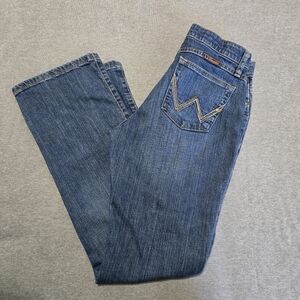 Wrangler Q-Baby Ultimate Riding Jeans Bootcut No Gap Waist Women’s 5/6 x 32 Blue